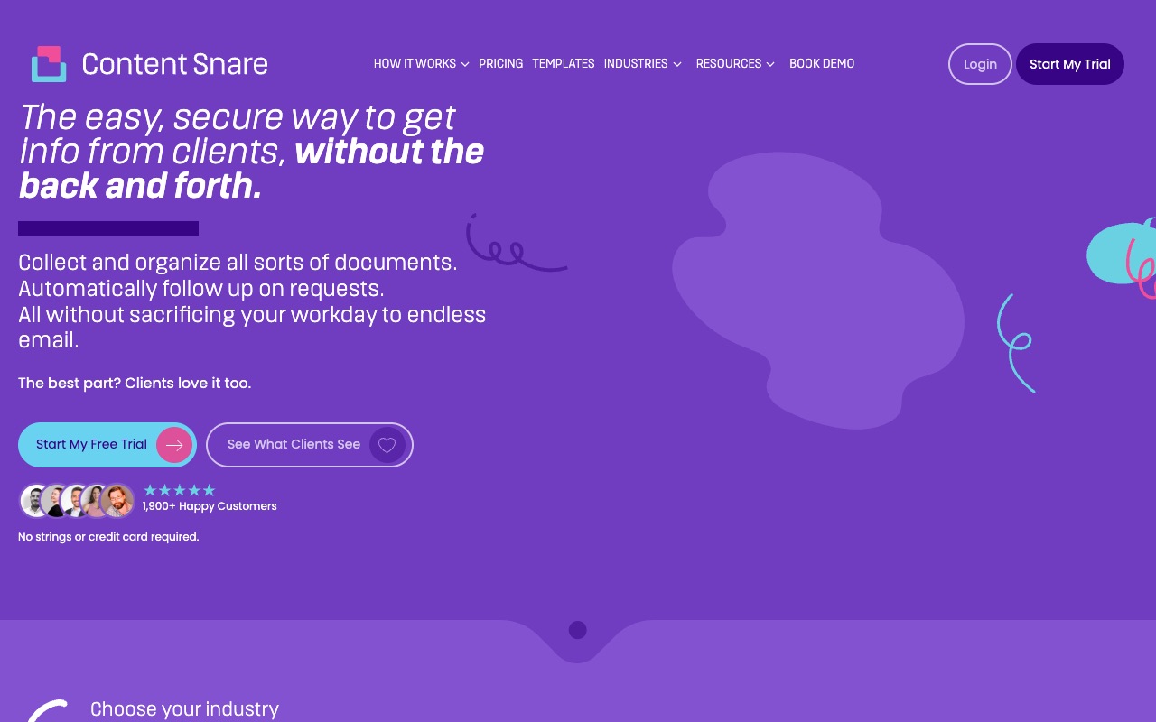 Screenshot of the Contentsnare website