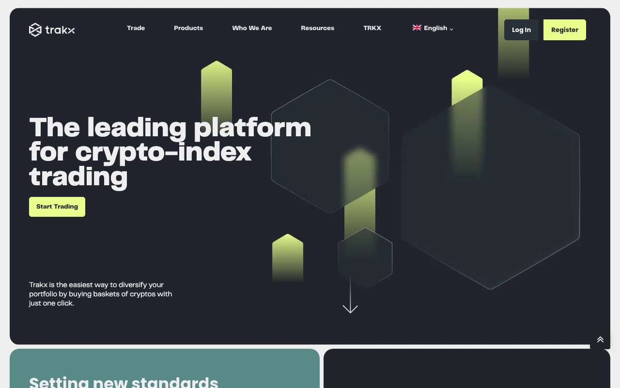 Screenshot of the Trakx.io website