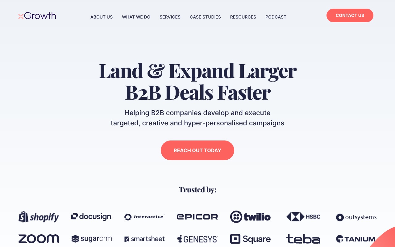 Screenshot of the xGrowth website